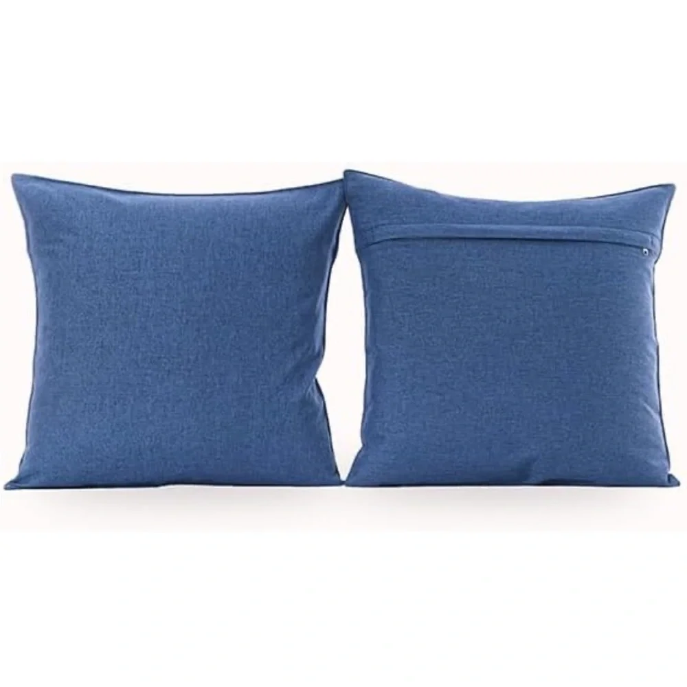Set of 2 Outdoor Waterproof Throw Pillow Covers Decorative 18x18 inch DarkBlue